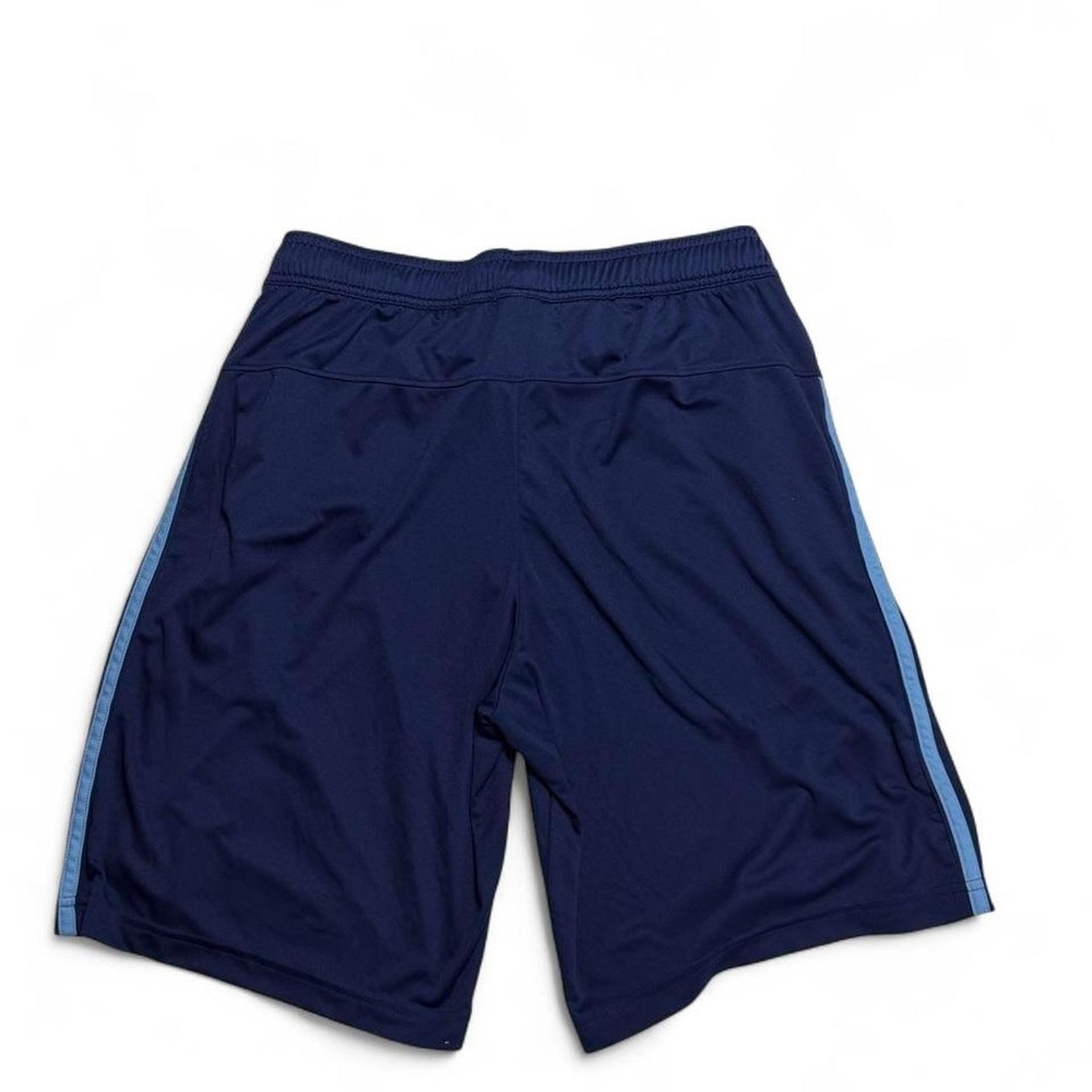 Adidas Blokecore Navy & Light Blue 3 Stripe Running Athletic Gym Shorts - Picture 2 of 6